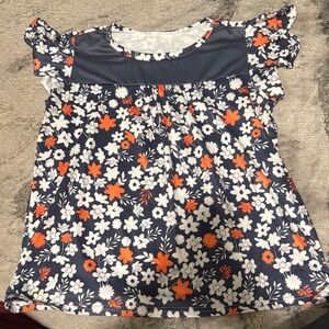 Floral Ruffle Sleeve Top